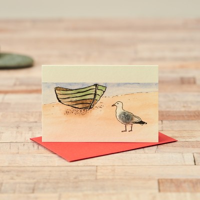 Mini Seagull and fishing boat card