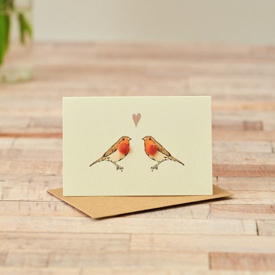 Mini Bird Robins in love card