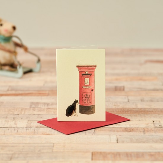 Mini Cat & Post box Christmas gift card