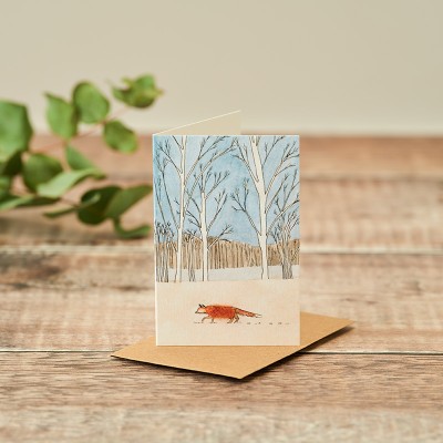 Mini Fox and winter trees card