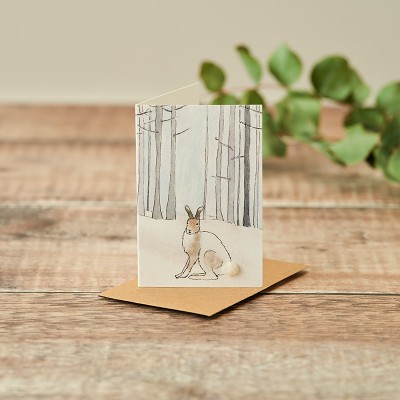 Mini Hare Arctic in woodand card