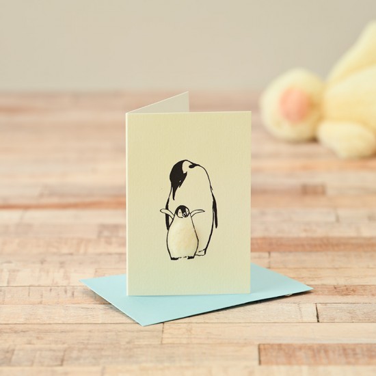 Mini Penguin Mother and chick card