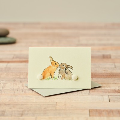 Mini Rabbits kissing card