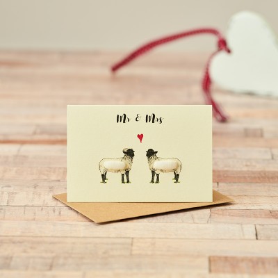 Mini Sheep Norfolk Horn Mr & Mrs card