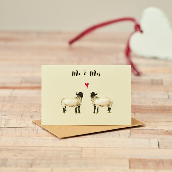 Mini Sheep Norfolk Horn Mr & Mrs card