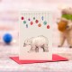 Mini Polar Bear and baubles Christmas card