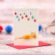 Mini ginger Cat and baubles Christmas card