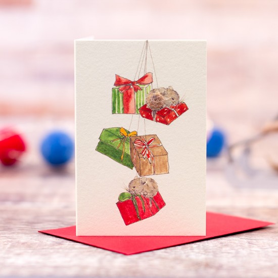 Mini Mice and presents Christmas card