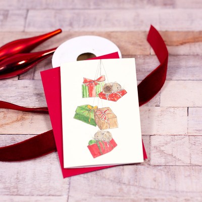 Mini Mice and presents Christmas card