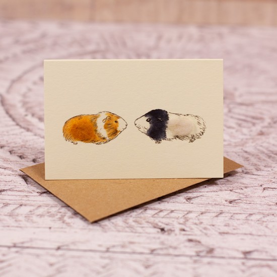 Mini Guinea Pig ginger white and black card