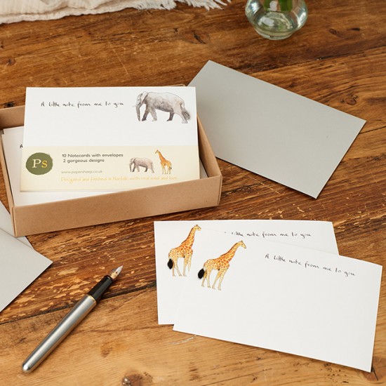 Safari Notecards - Elephant/Giraffe 
