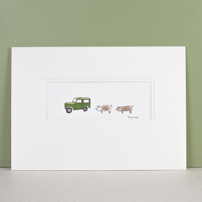 Land Rover and pigs print