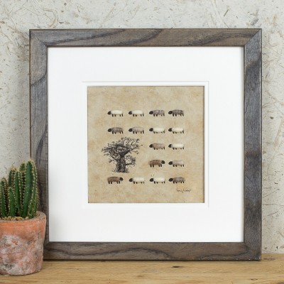 Sheep and Oak Tree Print