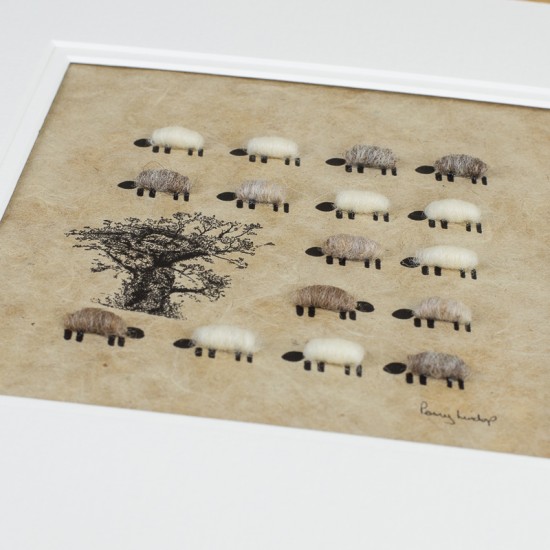 Sheep and Oak Tree Print