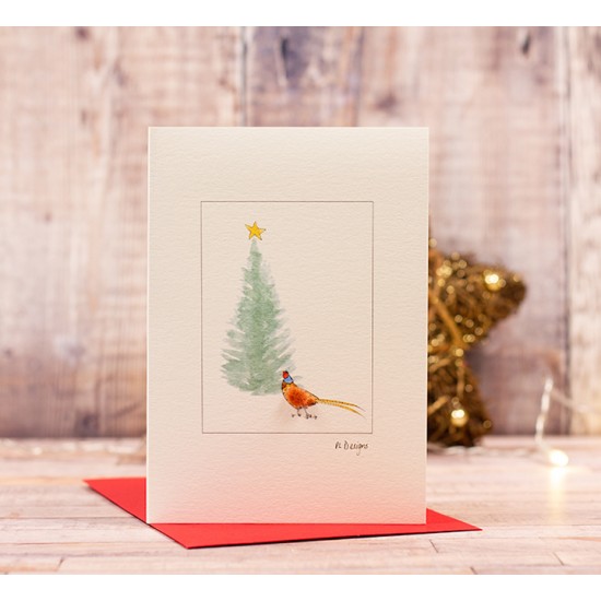 Pheasant & Fir tree Christmas card