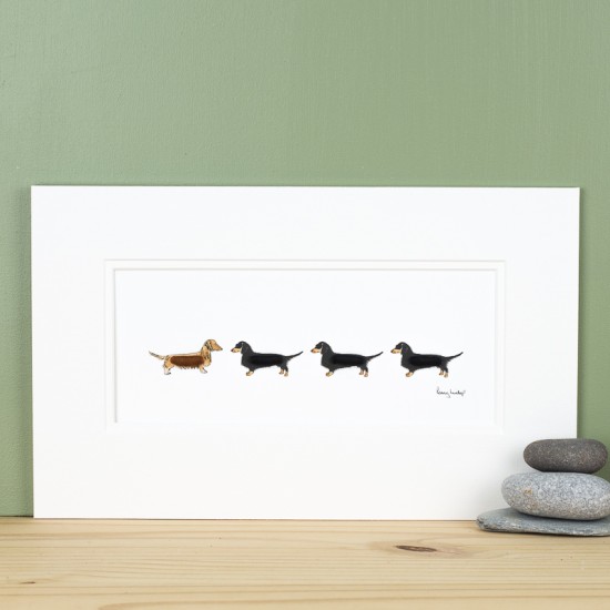 4 Dachshunds print