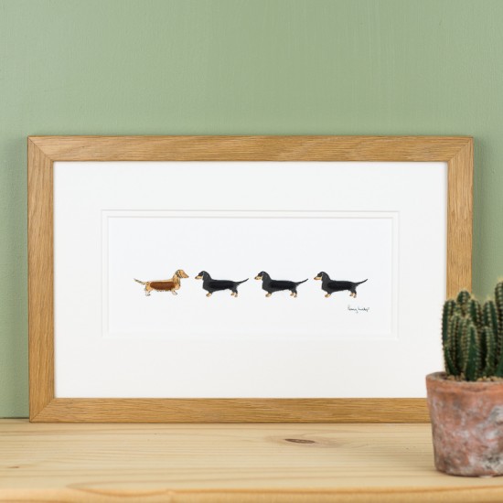 4 Dachshunds print