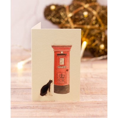 Mini Cat & Post box Christmas gift card Mini Cat & Post box Christmas gift card