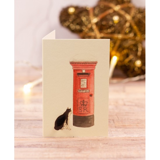 Mini Cat & Post box Christmas gift card
