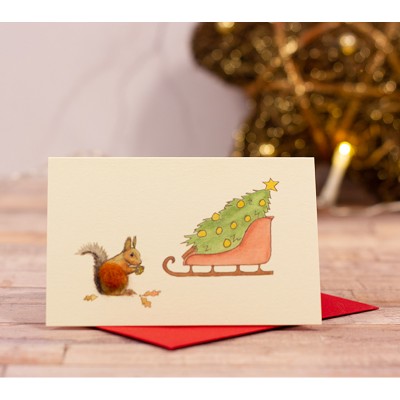 Mini Squirrel & Sleigh Christmas gift card Mini Squirrel & Sleigh Christmas gift card