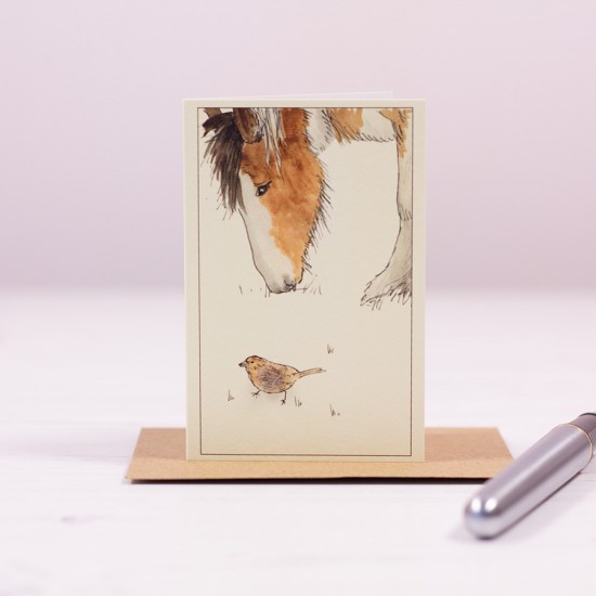 Mini Horse and sparrow card