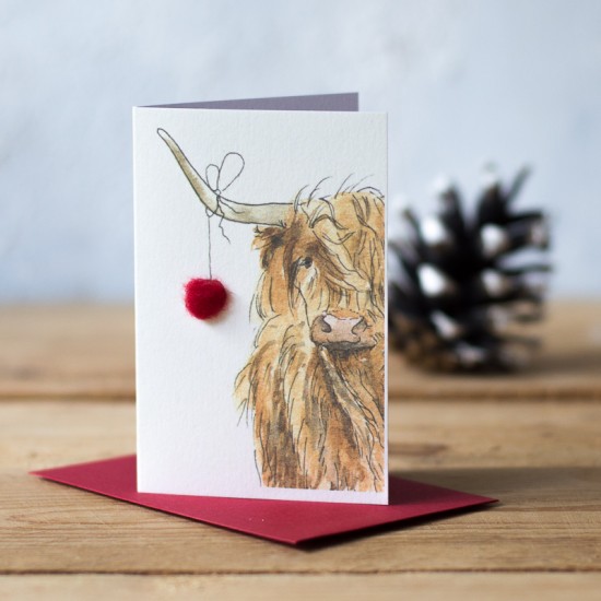 Mini Highland Cow with Bauble Gift Card