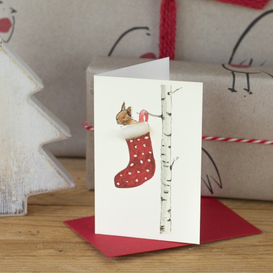 Mini Squirrel in stocking card