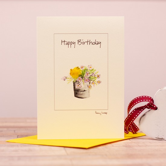 Pot of Yellow flowers card