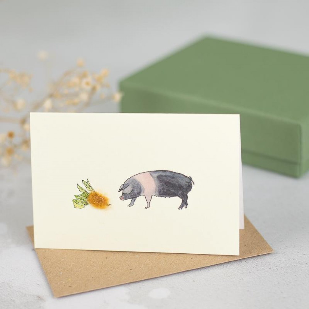 Mini Pig Saddleback card Papersheep (Trade Only)
