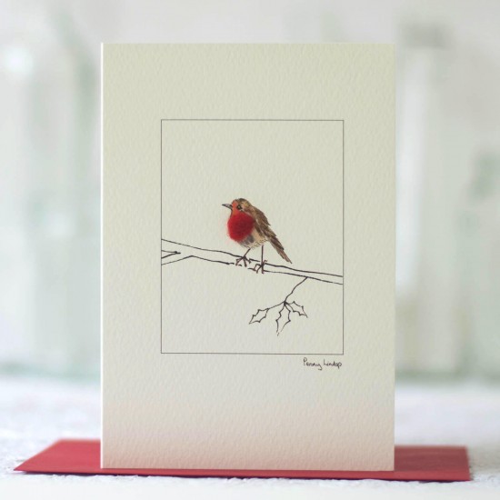 Robin on a branch Christmas card - Papersheep (Trade Only)